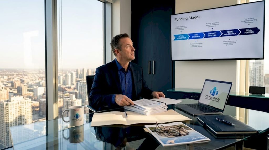 Developer preparing real estate funding paperwork