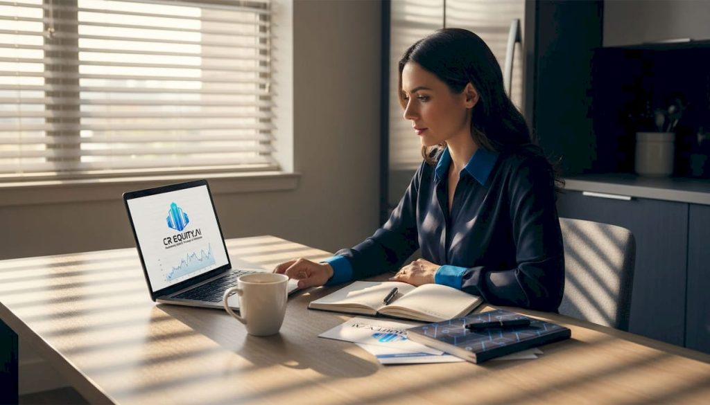 Woman uses laptop to seek online loan offers