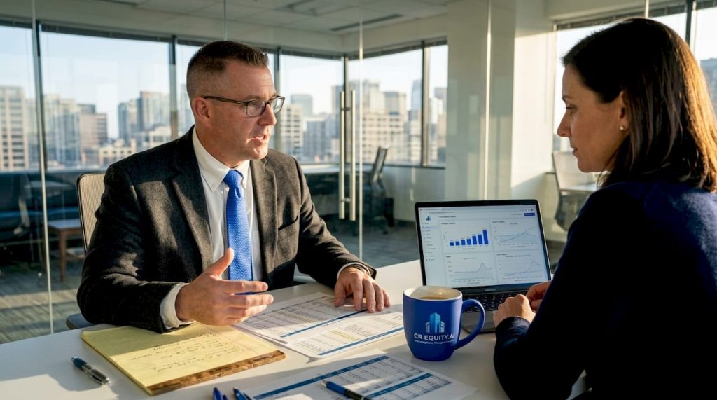 Real estate investor meeting loan officer