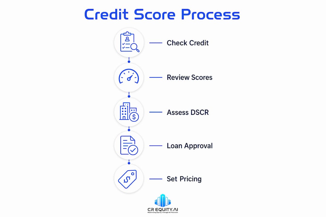 Infographic showing credit scoring and loan stages