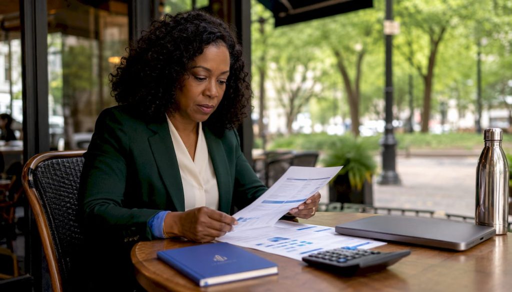 Investor reviewing commercial real estate financing documents