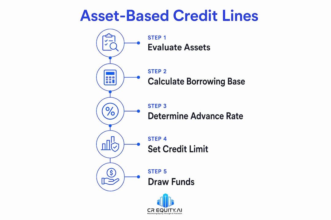 Infographic showing asset-based credit line steps