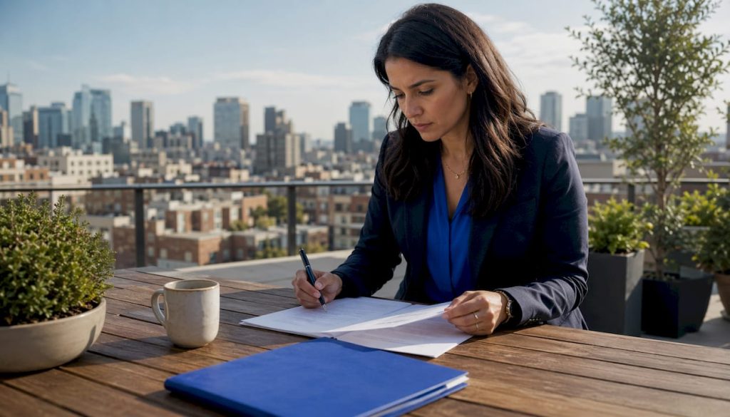 Loan officer reviewing borrower application papers