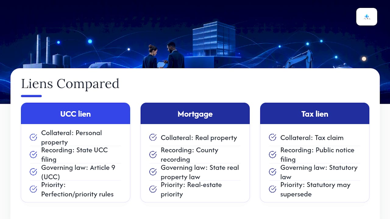 Comparison of UCC mortgage and tax liens