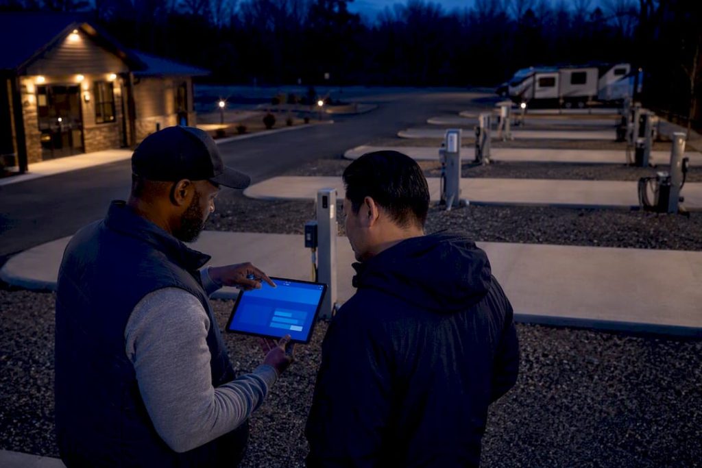 Investors reviewing financing at an RV park