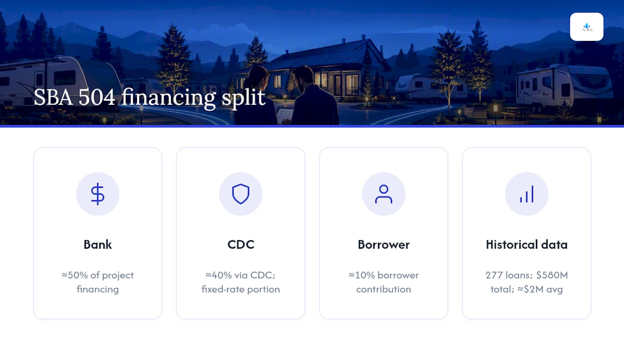 SBA 504 financing and RV park loan statistics