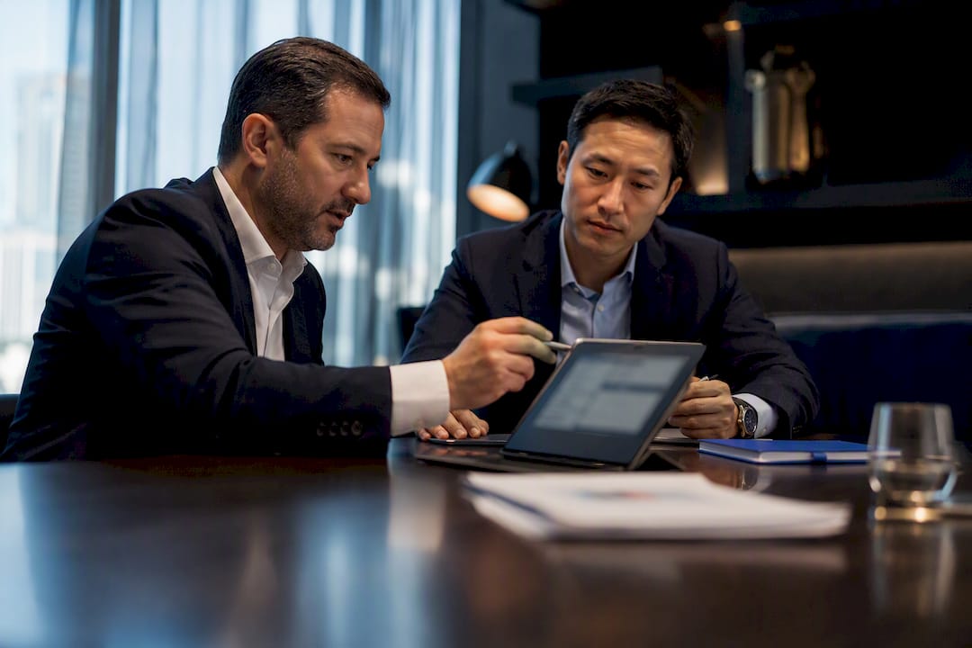 Borrower and lender reviewing loan terms