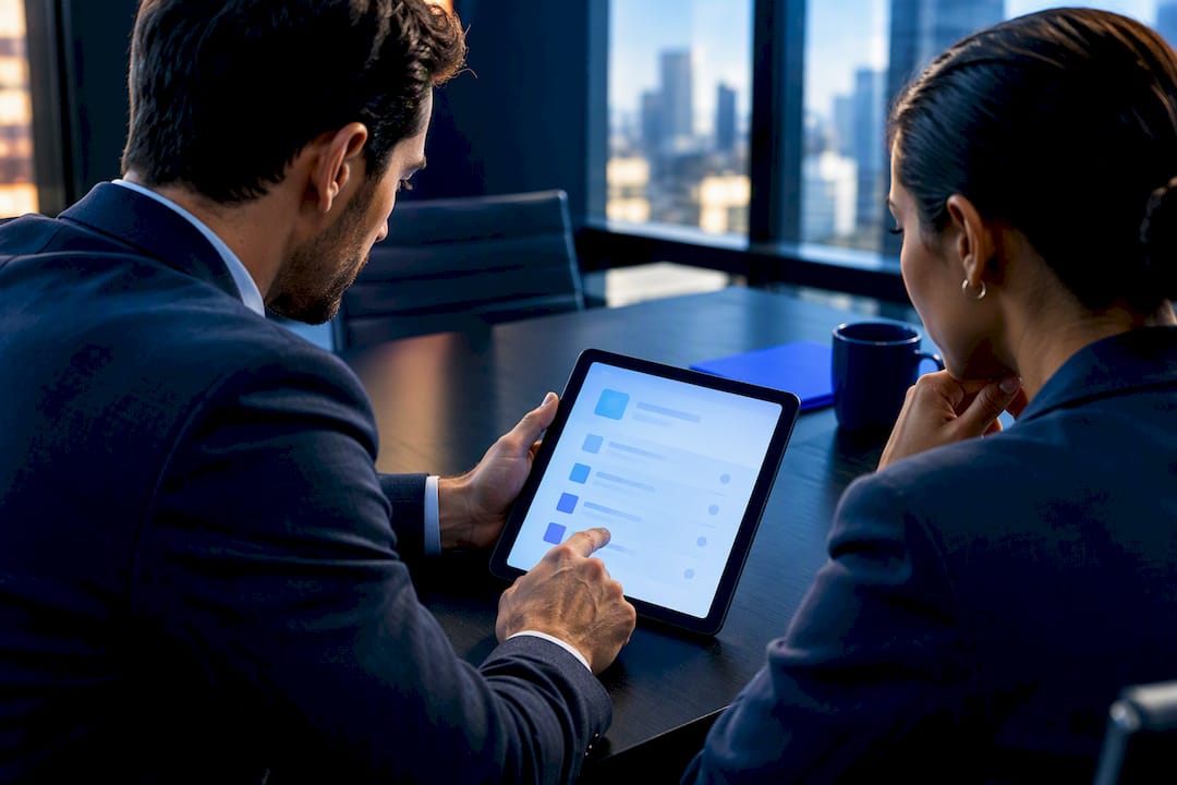 Borrowers reviewing automated loan documents