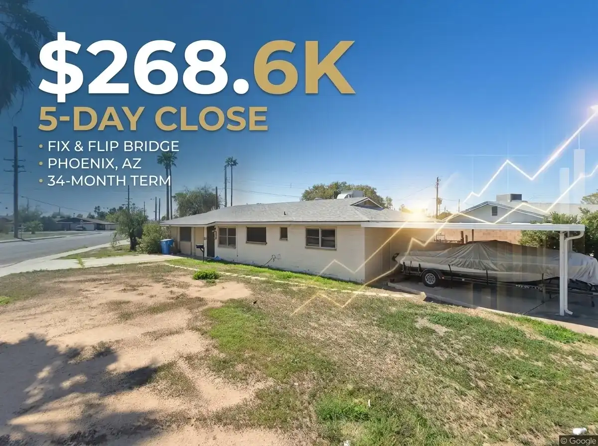 $268,600 fix and flip bridge loan for a single-family property in Phoenix AZ