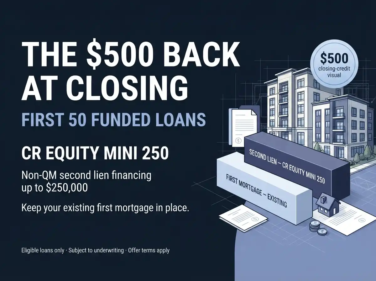 CR Equity Mini 250 $500 back at closing for first 50 funded loans