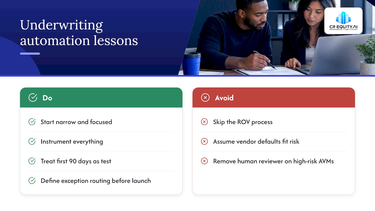 Lessons from underwriting automation pilots — overview diagram