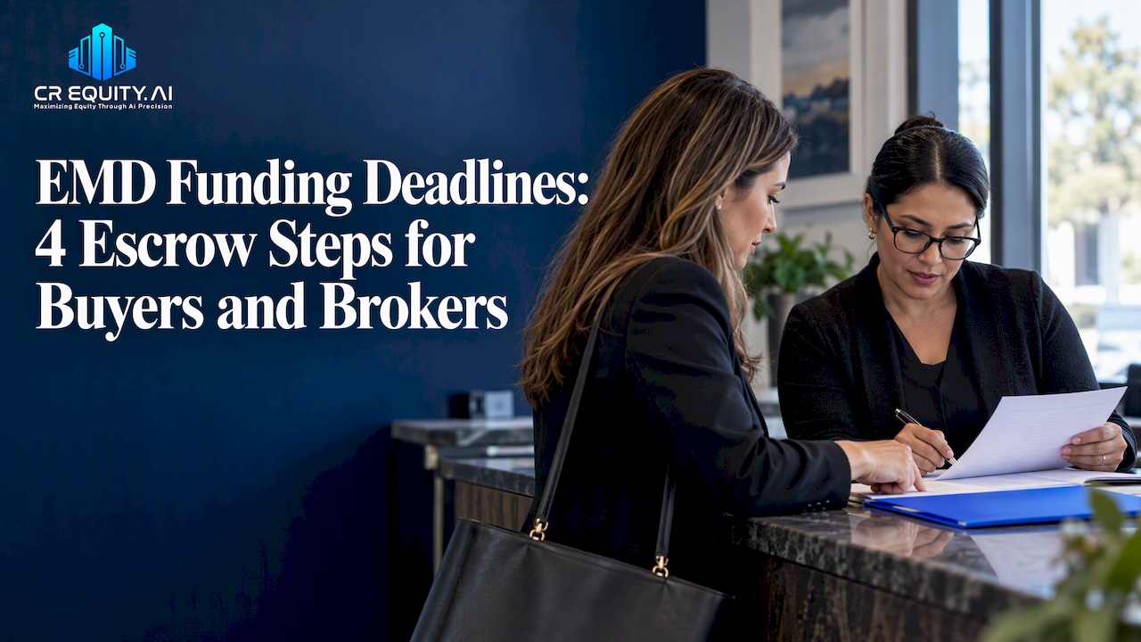 Broker and escrow officer checking deposit receipt
