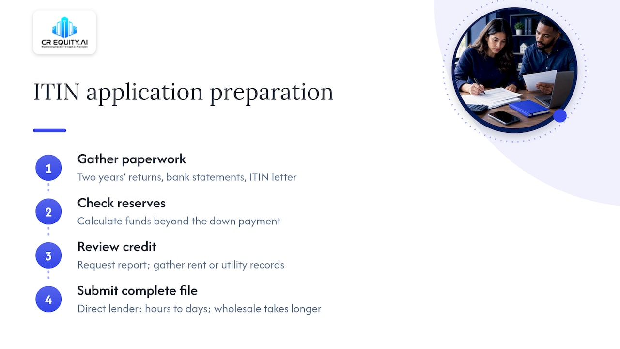 Practical steps to prepare an application (credit, tax returns, reserves) — overview diagram