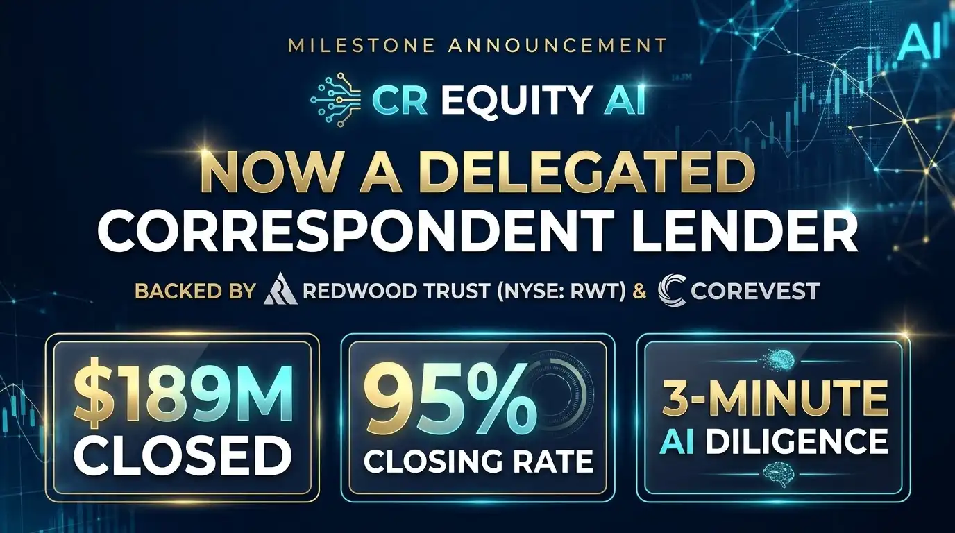 CR Equity AI is now a delegated correspondent lender backed by Redwood Trust’s CoreVest and Aspire platforms
