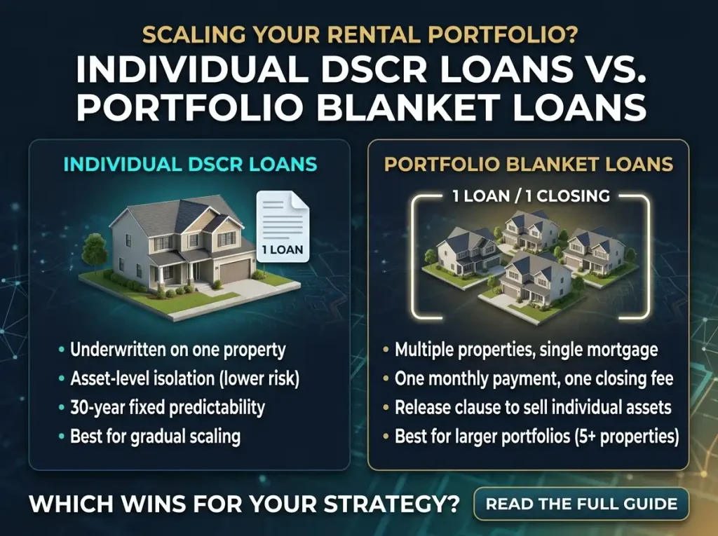 Portfolio Loan vs Individual DSCR Loans — Which Wins? 7 1. portfolio loan vs individual DSCR loan comparison chart for rental investors